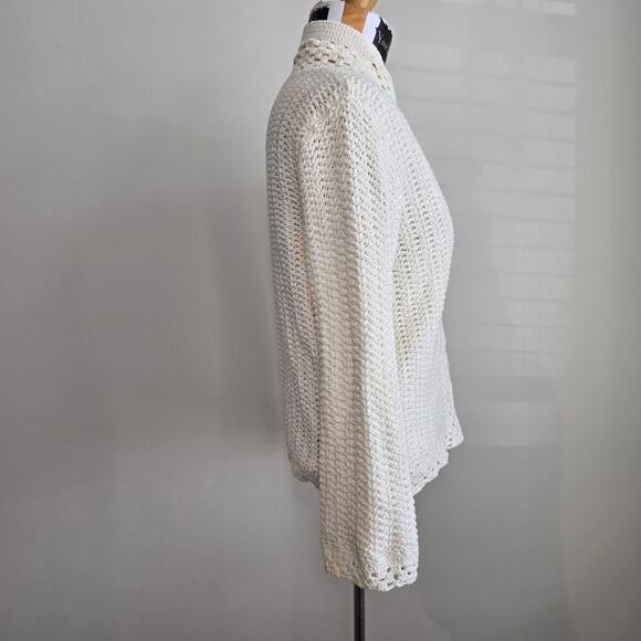 Ann Taylor Ivory Lace Crochet Sweater Cardigan Sz MP (710) - Picture 5 of 14